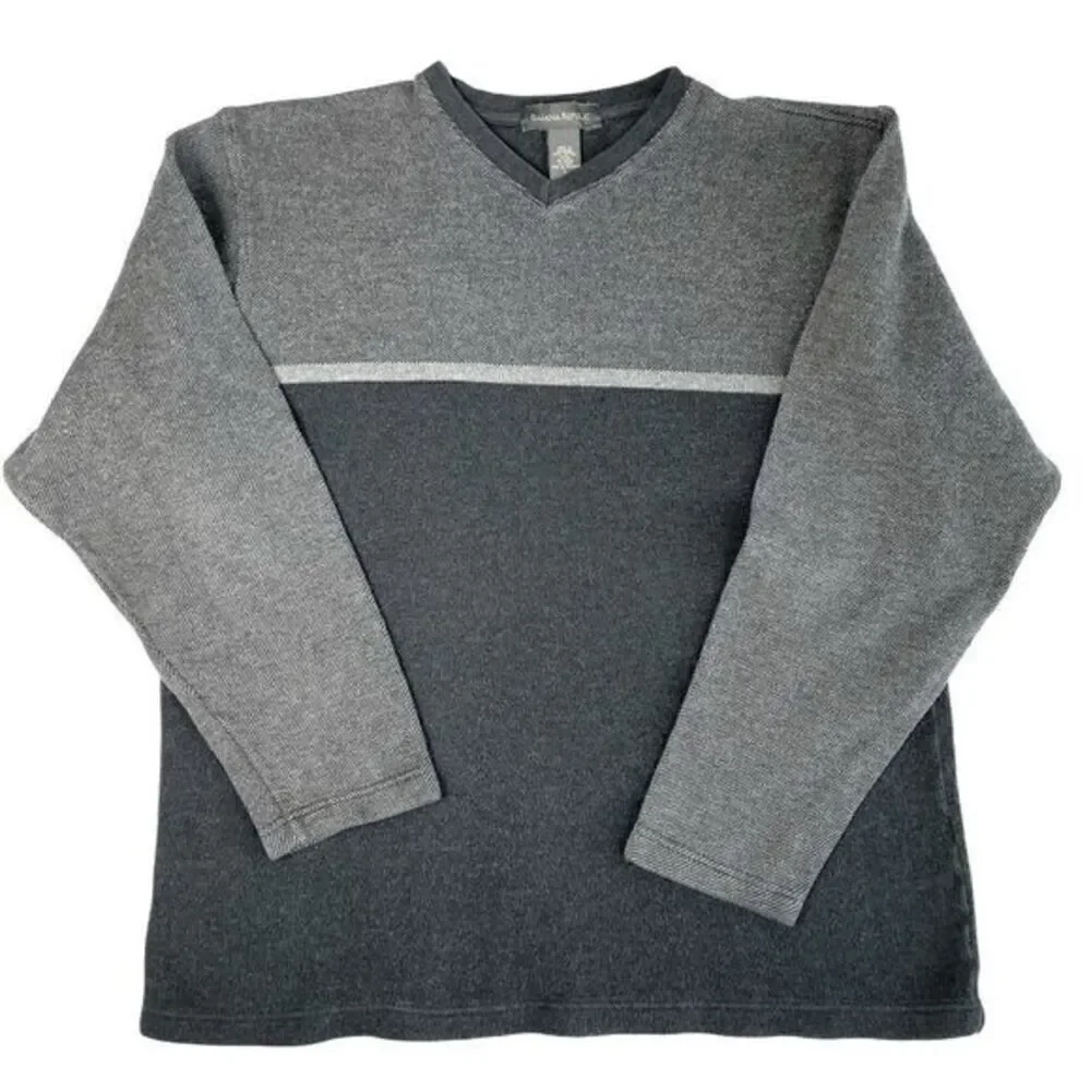 Banana Republic Gray Color-block Knit Sweater Men’s Size Large
